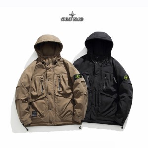 STONE ISLAND90＃ホワイトダックダウンフード付きダウンジャケッ