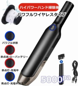 【送料無料】 ハンディクリーナー ハンディ掃除機 コードレス ハンドヘルド 掃除機 乾湿両用 5000Pa 車用掃除機 超軽量 USB充電式 スポッ