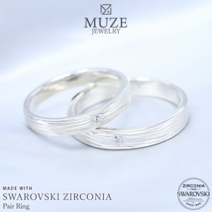 スワロフスキー ペアリング SWAROVSKI 結婚指輪 MUZE JEWELRY マリッジリング 指輪 プラチナ仕上げ カップル リング ペア プラチナ仕上げ