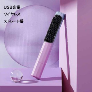 ヘアアイロンブラシ 櫛 USB ヘアアイロン ブラシ ストレートアイロン ヒートブラシ コンパクト 携帯用 軽量 旅行 3色