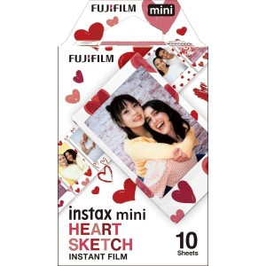 富士フイルム FUJIFILM インスタントカメラ チェキ用フィルム 10枚入 絵柄 (ハートスケッチ) INSTAX MINI HEART SKE