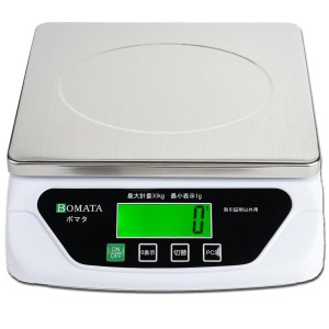 BOMATA(ボマタ) 台はかり 1g単位 30kg ステンレス製秤台 全視角LCD USB給電&乾電池 2式給電 風袋引き機能 計数機能 オートオ