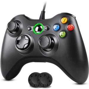 Elnicec Xbox 360 コントローラー 有線【新改良】USB ゲームパッド 有線ゲームパッド PC コントローラー 人体工学 二重振動 高