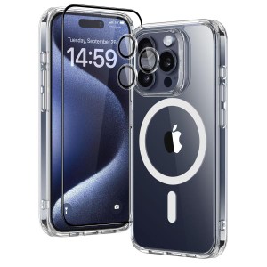 ESR iPhone 15 Pro Max 強化ガラスフィルム1枚 レンズフィル1組 MagSafeスマホケース Classicシリーズ クリア