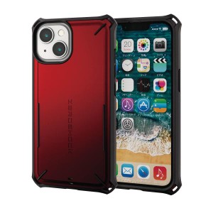 エレコムiPhone14 /13ケース ZEROSHOCK 衝撃吸収素材 衝撃吸収フィルム付 ストラップホール レッド PM-A22AZEROSRD