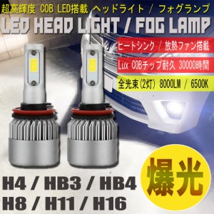 H4 HB3 HB4 H8 H11 H16 LED フォグランプ ヘッドライト 6500L 8000LM アルミヒートシンク 冷却ファン搭載 IP65防水
