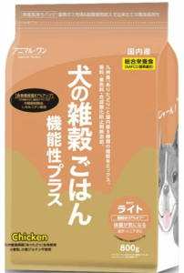 犬の雑穀ごはん 機能性ライト 機能性プラス アニマルワン ドッグフード チキン 体重が気になる成犬、シニア犬 800グラム