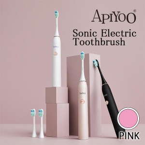 APIYOO アイユー P7 音波電動歯ブラシ ピンク 電動歯ブラシ 超音波歯ブラシ 音波歯ブラシ 海外対応 USB充電 充電式 オートタイマー 静音