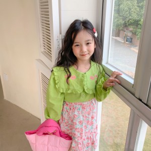 2点セット 子ども服 こども服 キッズ 女の子 ワンピース 切り替え フリル 柄 無地 長袖 春 秋 冬パーティー 入学式 卒業式 スーツ 発表会