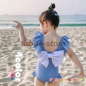 女の子 ワンピース 水着 キッズ水着 子供水着 夏 海辺 日焼け防止 フレア 無地 体型カバー UVカット 海辺 海水浴 潜水 韓国風 可愛い ビ