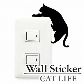 ウォールステッカー　壁紙シール　猫　落ちそう　CAT LIFE （ インテリアシール ウォールシール Wall story コンセント 壁　シール　デコ
