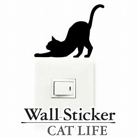 ウォールステッカー　壁紙シール　猫　伸び　CAT LIFE （ インテリアシール ウォールシール Wall story コンセント 壁　シール　デコレー