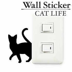 ウォールステッカー　壁紙シール　猫　ちょっとそこまで　CAT LIFE （ インテリアシール ウォールシール Wall story コンセント 壁　シー