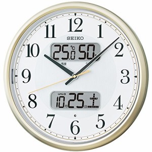 セイコー クロック 掛け時計 自動点灯 電波 アナログ カレンダー 温度 湿度（中古品）