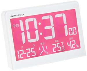 ADESSO(アデッソ) 目覚まし時計 パステルカラー 電波時計 温度 湿度 日付表（中古品）