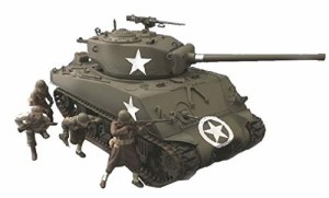 アスカモデル 1/35 アメリカ軍 M4A3 (76)Wシャーマン フィギュア4体付き (（中古品）