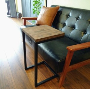 サイドテーブル ソファテーブル アイアン & ウッド おしゃれ 日本製 ブラックアイアン ソファーテーブル インダストリアルデザイン コの