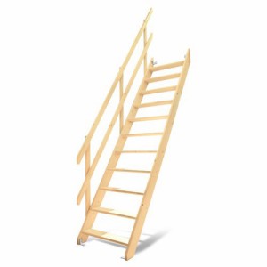 DOLLE ドーレ ワイドステップ 片側手すり仕様 木製 ロフト はしご 階段 北欧 デンマーク スプルース 手すり 踏み板 側板 階段キット 組み