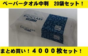 ペーパータオル 中判シングル200枚入 20袋セット ペーパタオル 225Ｘ220ｍｍ リチクラーレ 感染予防 ポイント消化