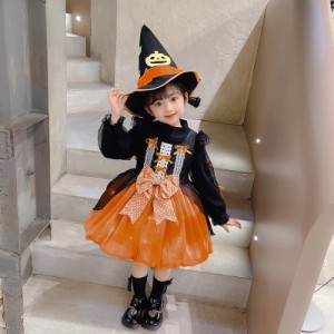 2点セット 韓国子供服 キッズ ワンピース ハロウィンパーティー ワンピース洋服 女の子  帽子付き