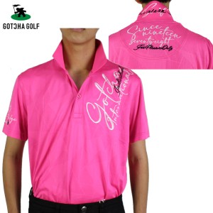 セール ガッチャゴルフ ジャガードメッシュ 半袖ポロシャツ 222GG1217 大きいサイズ有 幾何学柄 ロゴ刺繍 ピンク GOTCHA GOLF ストリート