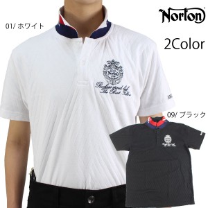 【値下げしました】ノートン メンズ 半袖ポロシャツ 212N1201 ダイヤジャガード 衿裏配色ポロシャツ ゴルフシャツ Norton バイカー