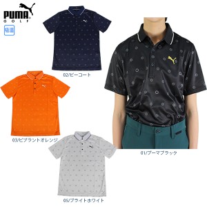 セール プーマ ゴルフ メンズ モノグラムポロシャツ 半袖 930010 ゴルフウエア 半袖シャツ 大きいサイズ M-XXL ブラック/オレンジ/ホワイ