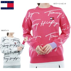 セール SALE トミーヒルフィガー レディース シグネチャー クルーネックニット THLA255 大きいサイズ有 総柄ニット TOMMY HILFIGER