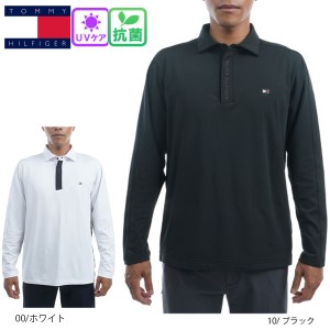 セール SALE トミーヒルフィガーゴルフ メンズ サイドパネルロゴ 長袖シャツ THMA256 抗菌 UVカット 大きいサイズ有 ゴルフシャツ TOMMY 