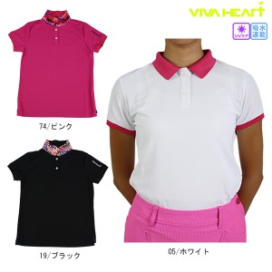 【値下げしました】ビバハート ポロシャツ レディース 012-23844 VIVA HEART 半袖ポロシャツ ホワイト ブラック ピンク 全3色 UVカット 