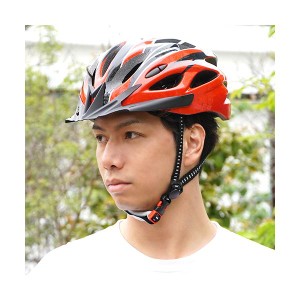 ヘルメット 自転車 大人用 子供用 兼用 流線型 ブラック×レッド 超軽量 サイズ調整可能 通学 通勤 中学生 高校生 ロードバイク (管理S) 