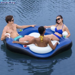 3人用サマーアイランド 快速エアバルブ 海遊び 水遊び プールパーティー 大人用浮き輪 子供用浮き輪 強い浮力 海水浴 プール 浮き輪