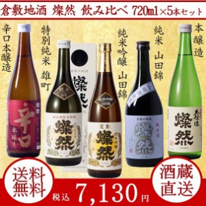 純米吟醸 山田錦 特別純米 雄町 純米 山田錦 辛口本醸造 本醸造 燦然 飲み比べ 720ml × 5本 セット 日本酒 地酒 倉敷 岡山 送料無料