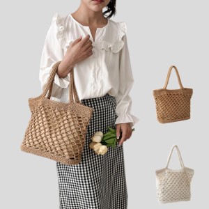 カゴバッグ トートバッグ 鞄 夏 かごバッグ バスケット レディース ピクニック アウトドア 海 手持ち 手提げ 編み 大容量 内布付き 透か