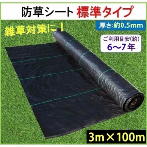 防草シート 3m×100m 厚さ0.5mm  UV剤入り 人工芝 雑草 芝生 DIY 草 庭 雑草シート ロール 雑草防止シート 砂利 芝 シート 効果 雑草駆除