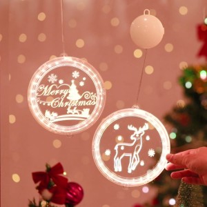 クリスマス 飾り LED プレート サンタクロース モチーフ LEDライト 電池式 吸盤式 壁 窓 玄関 店舗飾り 22cm イルミネーションサイン 店