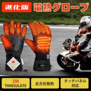 電熱グローブ バイク手袋 電熱手袋 防寒手袋 ホットグローブ 温熱 ヒーターグローブ 3段階温度調整 手袋 大容量バッテリー付 スマホ対応