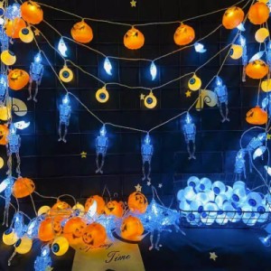 LEDイルミネーション ハロウィン ライト 幽霊 眼球 40球 6m 電池式 2パターン 防水 防塵 飾り 装飾 屋外 室内 イルミネーションライト