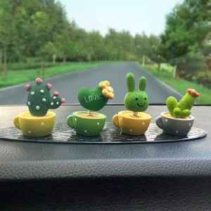 車飾り 鉢植え 4点セット 車内 置物 カーアクセサリー かわいい ダッシュボード サボテン インテリア デコレーション 贈り物 装飾 ギフト