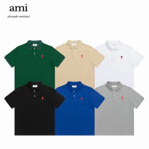 Amiparis アミパリス ポロシャツ メンズ レディース アミパリス 半袖 Tシャツ 無地 柔らかい おしゃれ ゆったり 通勤 通学 送料無料 並行