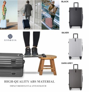 [GIO&GIA] スーツケース 3個セット S/M/L 機内持込 軽量 大型 静音 ダブルキャスター 耐衝撃 360度回転 TSAローク搭載 旅行 ビジネス 出