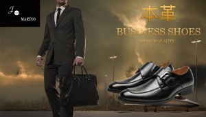 [ジョーマリノ] Jo Marino 本革 メンズ ビジネスシューズ 紳士靴 モンクストラップ ドレスシューズ 防滑 7772
