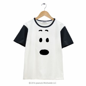 スヌーピー SNOOPY フェイス Ｔシャツ 半袖 オフホワイト×ブラック メンズ レディース 兼用 peanuts コレクション グッズ 110 120 130 1