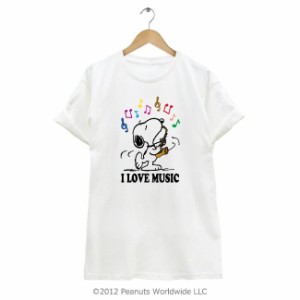 スヌーピー I LOVE MUSIC 音楽 音符 演奏 半袖Ｔシャツ  メンズ レディース 男女兼用 親子 お揃い