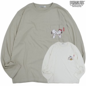 スヌーピー Tシャツ 長袖 オラフ ベル ポケット プリント レディース SNOOPY PEANUTS S M L