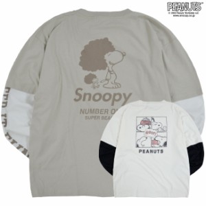 スヌーピー ピーナッツ Tシャツ 長袖 切り替え プリント SNOOPY PEANUTS