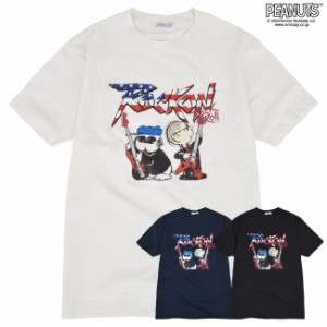 スヌーピー ピーナッツ 半袖 ロックンロール Tシャツ春夏秋 バンド snoopy