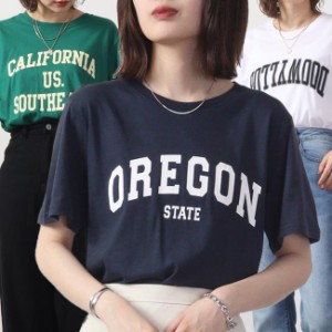Tシャツ トップス 半袖 プリント カレッジ柄　ロゴ