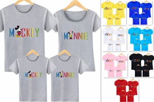 8色ディズニー ミニーちゃん キャラTシャツ ミッキーマウス Mickey 半袖Tシャツ プリント 可愛い トップス Disney 親子コーデ 親子ペア 