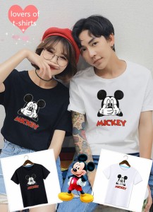 ディズニー Ｔ-shirt Tシャツ Disney トップス　ペアルック カップル 恋人  ミッキーマウス  男女兼用 お揃い  カジュアル Mickey 夏  S